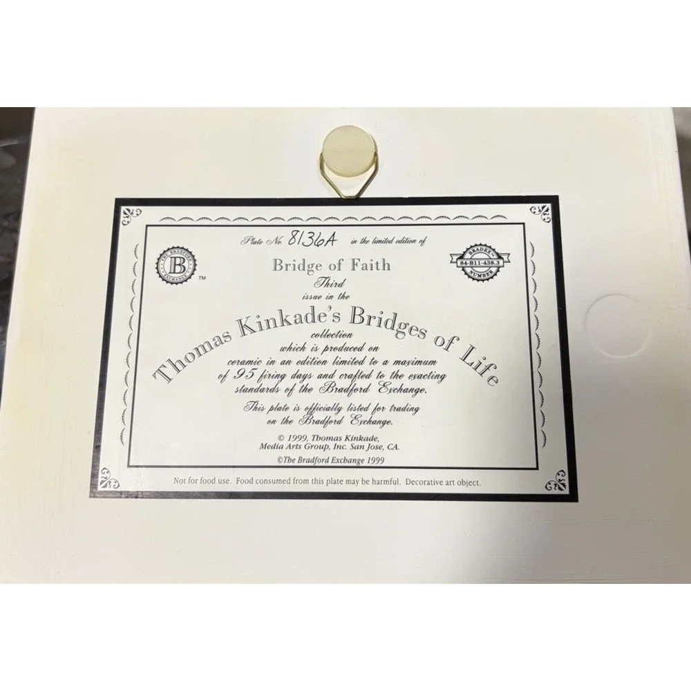 Thomas Kincaid Bridge Of Faith Tile Bridges Of Life Bradford Exchange 1999 8136A